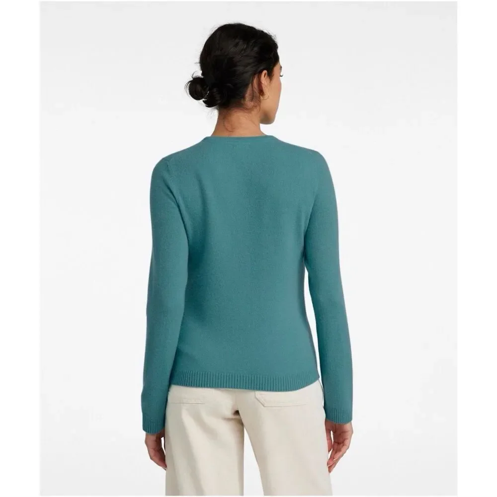 L.L. Bean Women's Classic Cashmere Crewneck Sweater Storm Teal Size L